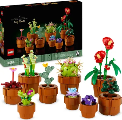 Produktbild von LEGO Icons Mini Pflanzen, 9 künstliche Blumen zum Bauen, Botanical Collection Sammel-Set für Erwachsene mit baubarem Terrakotta-Topf, Wohndeko, Geschenk für Frauen und Männer 10329