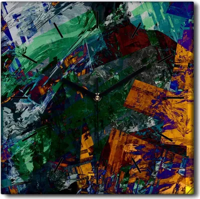 Produktbild von Coloray Uhr auf Leinwand 30x30 cm Wand Uhr Dekoration Wohnzimmer Segeltuch schwarze Hände -Abstraktionslandschaft.