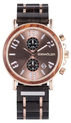 Produktbild von Edenhölzer Holzuhr Herren Armbanduhr Raiatea Holzarmband ED090-003