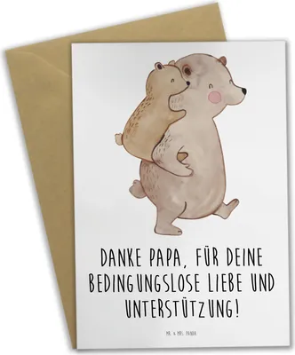 Produktbild von Mr. & Mrs. Panda Grußkarte Danke Papa - Weiß - Geschenk, schätzen, hochzeitskarten, Vatertag, weihnachtskarten, einladungskarten, Herz, sagen, besonderer, Anerkennung