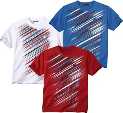 Produktbild von Atlas For Men - T-Shirt für Herren - Sport(3er-Pack) AF107 (XL) (Weiß/Rot/Blau)