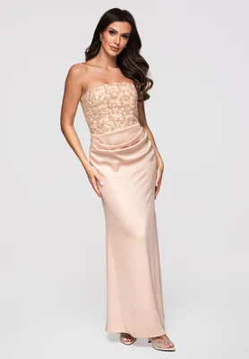 Produktbild von LARICA Abendkleid Maxi Spaghettiträger Elegant LA-OM-DLR344 gold L