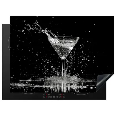 Produktbild von KitchenYeah© Herdabdeckplatte Glas - Cocktail - Schwarz - Trinken , 71x52cm, Küche Deko, Glaskeramikkochfeld Herdabdeckung, Abdeckplatte fùr Kochfeld