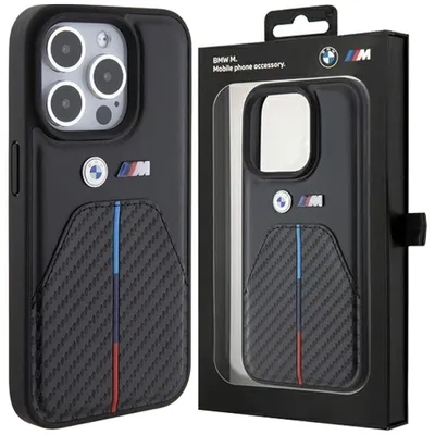 Produktbild von BMW BMHCP15L22NSTB iPhone 15 Pro 6.1" schwarz Stamped Tricolor Stripe Schutzhülle