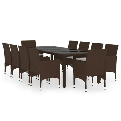 Obrázok produktu pre vidaXL 11-dielny záhradný jedálenský set Poly ratan Brown