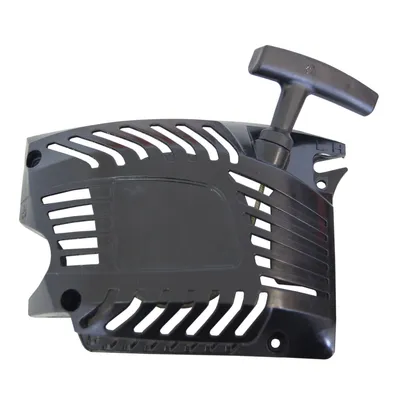 A black starter recoil assembly for a chainsaw, shown against a white background.
