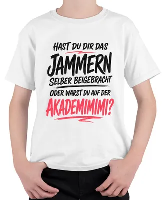 Immagine prodotto di Maglietta bianca per bambini, taglia 140, con la scritta: "Akademimimi: Lamentele divertenti, frase sarcastica, per i bambini piagnucoloni."