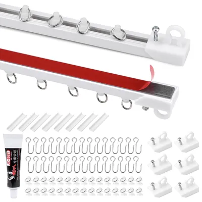 Selbstklebende Gardinenschiene 3 m, PVC, weiß, inkl. Zubehör