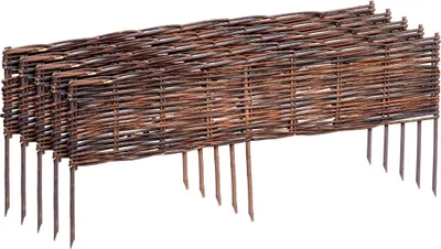 Obrázok produktu pre Relaxdays Ohraničenie záhonu, vŕba, sada 5 ks, VxŠ: 20 x 100 cm, na zapichnutie, záhony a trávnik, nízke ohraničenie záhonu, hnedé