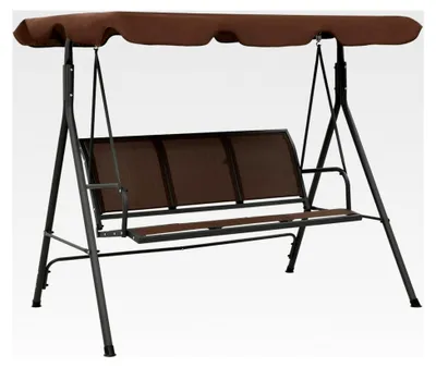 Produktbild von Gartenschaukel Kaffeebraun mit Sonnendach - 3-Personen-Sitzplatz, Außenbereich, 178x112x155 cm