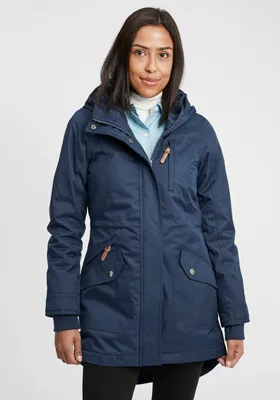 Produktbild von OXMO OXBella Damen Parka Übergangsmantel Lange Jacke mit Kapuze Pattentaschen Regular fit