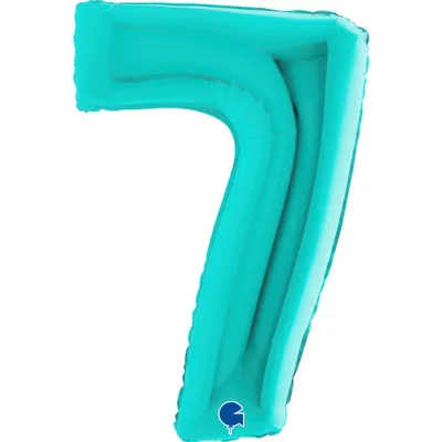 Produktbild von Riesenzahl Folienballon 40"/102cm | Tiffany-Türkis Zahl: 7