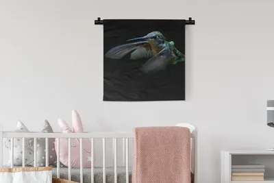 Produktbild von MuchoWow® Wandteppich Wandbehang Kolibri - Vogel - Grün 60x60 cm Tapisserie Dekoration Wandtuch - Dekorationen - Wand Decke