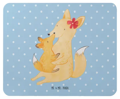 Produktbild von Mr. & Mrs. Panda Mouse Pad Fuchs Mama - Blau Pastell - Geschenk, Mousepad, Mutter, Schoß, Umarmen, Mauspad, Tochter, pc, mousematte, laptop, Muttertag