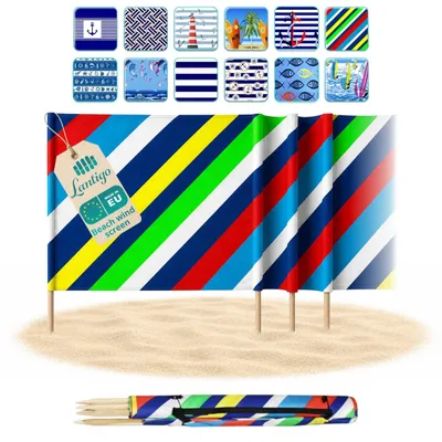 Produktbild von Lantigo Strandparavent Bunte Streifen 4m Windschutz Sichtschutz Strand Mikrofaser UV-Schutz 80cm
