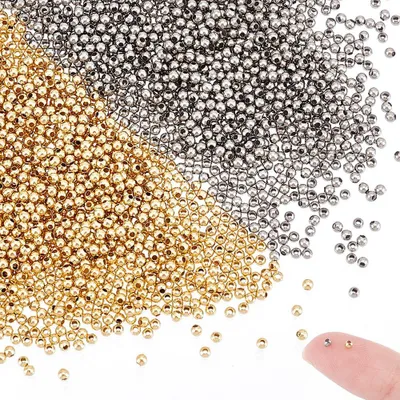 2000 runde Edelstahl-Abstandskugeln 2 mm, Gold & Silber, DIY