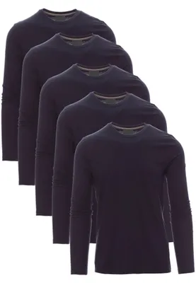 Produktbild von Mivaro Herren 5er Pack Langarmshirts Dunkelblau - 100% Baumwolle Longsleeves mit Rundhals, leicht anliegend, feinmaschiges Gewebe mit 165g/m² Stoffgewicht, Größen S bis 5XL