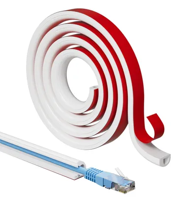 Produktbild von 3m Silikon Kabelkanal Weiß Selbstklebend Mini für 1 Kabel,14(B) x 10(H) mm – Größe 14 x 10 x 3000 mm