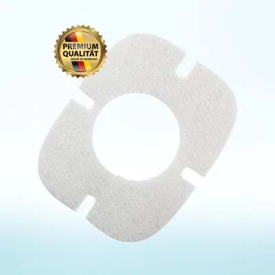 A white filter for a pool robot with a quality seal.