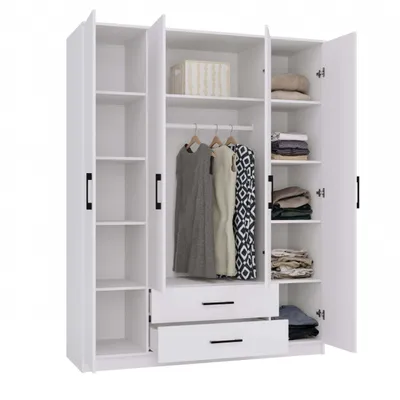Image de Cdf Armoire Romana 160 Blanc Portes 2 Tiroirs 160 Cm Salon Chambre À Coucher