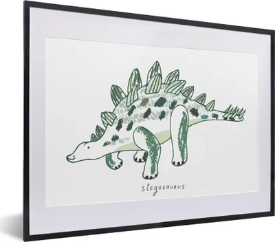 Produktbild von MuchoWow® Gerahmtes Poster Kinderzimmer - Dinosaurier - Stegosaurus - Junge - Mädchen - Kind 40x30 cm - Poster mit Schwarzem Bilderrahmen Wandposter Rahmen Foto Bilder - Bilderrahmen - Poster im Rahmen