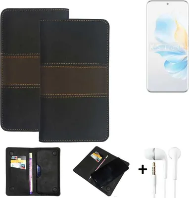Produktbild von K-S-Trade Handyhülle + Kopfhörer kompatibel mit Honor 100 Pro Schutzhülle Walletcase Bookstyle Tasche Schutz Case Hülle Wallet Cover Kunstleder
