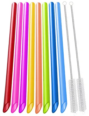 8er-Set wiederverwendbare Plastikstrohhalme, 26 cm, bunt
