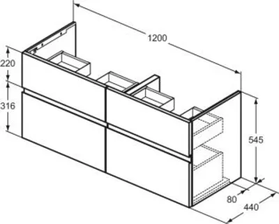 Produktbild von Ideal Standard E3390US Möbeldoppel-WT-Unterschrank Finesse