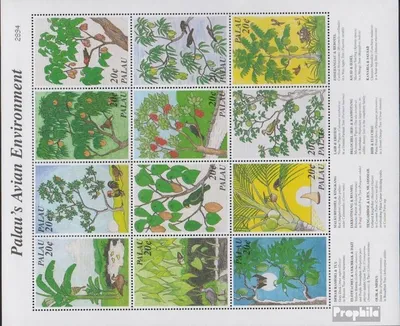 Produktbild von Briefmarken Palau-Inseln 1997 Mi 1189-1200 Zd-Bogen (kompl.Ausg.) postfrisch Einheimische Vögel und Pflanzen