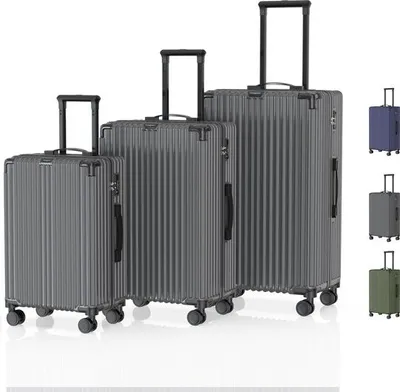 Produktbild von Voyagoux® - Reisekofferset - 3 Stück - Reisekoffer mit Rollen - Dunkelgrau - TSA-Schloss