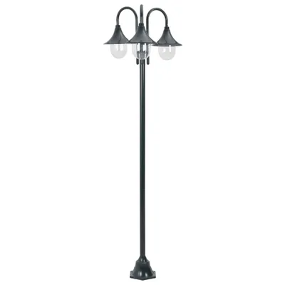 Image de Lampadaire de jardin E27 220cm Aluminium 3 lanternes Vert foncé