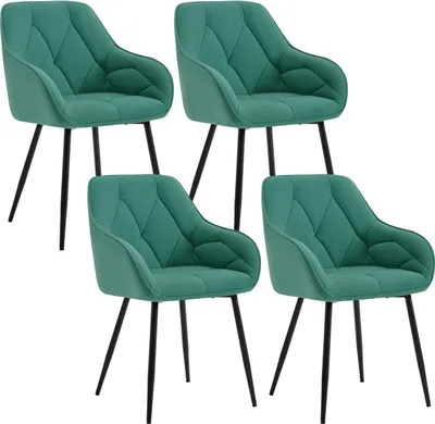 Produktbild von WOLTU Esszimmerstuhl, ergonomischer Sessel, aus Samt, Metallbeine : Türkis 4 Farbe: Türkis Stückzahl: 4