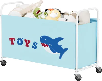 Produktbild von Spielzeugkiste mit Rollen 135 l, blau, für Kinderzimmer, 84 x 33 x 59 cm