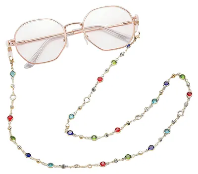 Produktbild von Brillenkette für Damen, bunte Brillenkette mit künstlichen Edelsteinen, Retro-Perlenband für Sonnenbrillen, Brillenbänder für Lesebrillen D