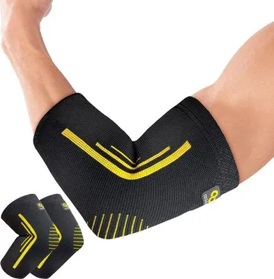 Productafbeelding van Famanu elleboogbandage, ademend, 4-weg stretch, compressie voor tenniselleboog en golfelleboog - zwart - maat L