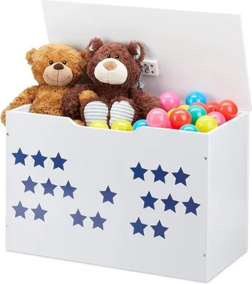 Productafbeelding van Kindermeubel, speelgoedkist, 40x60x30 cm, wit-blauw