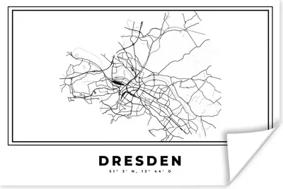 Produktbild von MuchoWow® Poster Schwarz und weiß - Deutschland - Stadtplan - Dresden 60x40 cm - Schlafzimmerdekoration