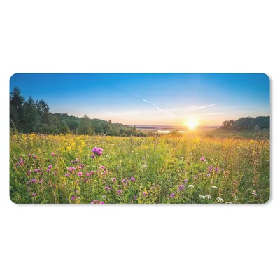 Produktbild von MuchoWow® Mauspad Mousepad Sonne - Gras - Blumen 60x30 cm - Mousepads - Maus Mat - Pad - Mausunterlage - Nachhaltig