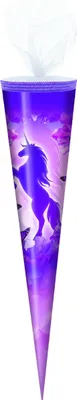 Produktbild von Schultüte / Zuckertüte / 70cm / rund / "Einhorn"
