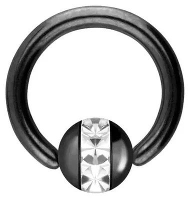 Produktbild von Intim-Piercing, Septum Piercing Chirurgenstahl Klemmkugelring EPOXY-RING-KUGEL Schwarz Innendurchmesser: 7mm | Kugelgröße: 4mm
