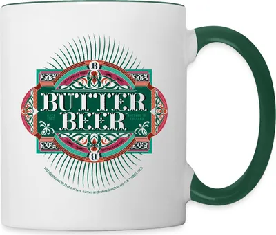 Produktbild von Spreadshirt Phantastische Tierwesen 3 Butterbier Tasse Zweifarbig, One size, Weiß/Dunkelgrün