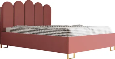 Produktbild von Schlafzimmer-Polsterbett MALAGA, Gepolstertem Kopfteil, Hochwertiger ELEMENT Polsterstoff, Bettkasten mit Gasdruckfeder, Komfortable Betthöhe 39 cm, 140x200 cm Rosa