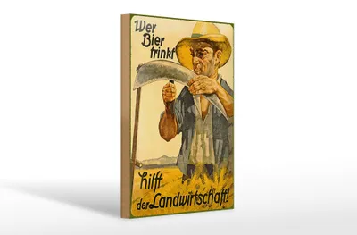 Produktbild von Holzschild Spruch 20x30cm wer Bier trinkt Landwitschaft