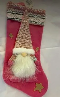 Weihnachtsstrumpf mit Gonk-Figur, 35 cm, rosa