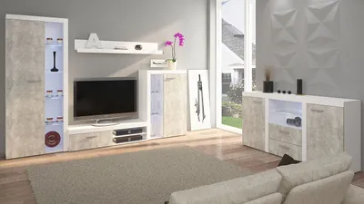 Obrázok produktu pre Nábytok do obývačky THISE - betón / biely