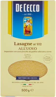 Produktbild von 20x De Cecco Lasagna all'uovo Pasta mit ei Nr. 112 500g und Polpa 400g