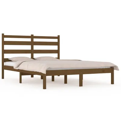 Image de vidaXL Lit en bois massif pin brun miel 200x200 cm