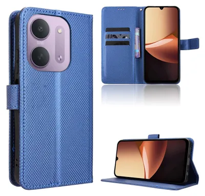 Image de Étui de protection rabattable en simili cuir avec motif diamant, type "book", pour Xiaomi Redmi 17C 5G