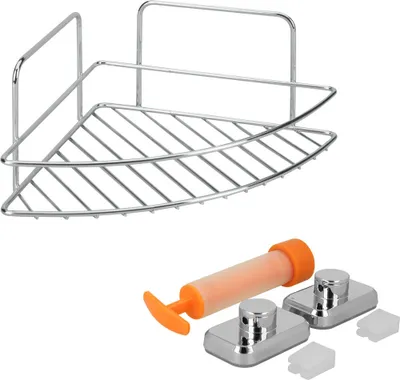 Produktbild von METALTEX 403330000 Reflex LUXY Eckregal mit VacuumFix, 23 x 23 x 11 cm Chrometherm