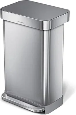 Produktbild von Famanu Abfalleimer 45 Liter - Rechteckig, Edelstahl, Graues Kunststoffdeckel